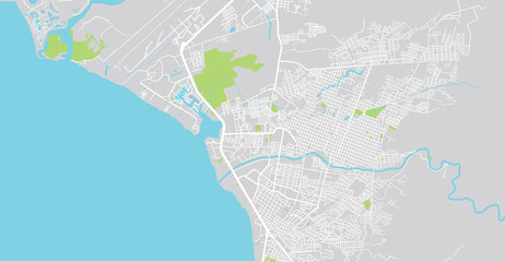 Fototapeta premium Urban vector city map of Puerto Vallarta, Mexico