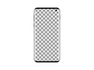 New smartphone with transparent screen on white background isolated vector illustration.  with clipping mask on the screen