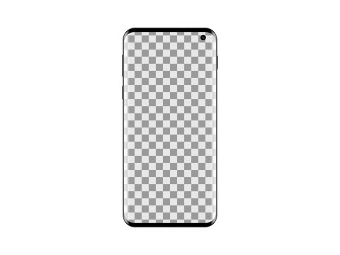 New smartphone with transparent screen on white background isolated vector illustration.  with clipping mask on the screen