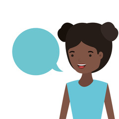 woman with speech bubble avatar character