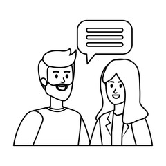 young couple with speech bubble