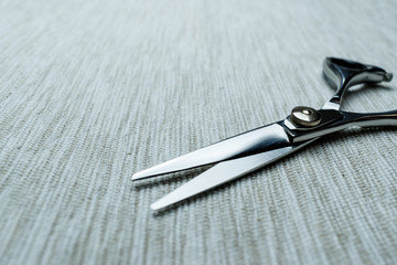 Stylish Professional Barber Scissors; Hairdresser salon concept;Haircut accessories.