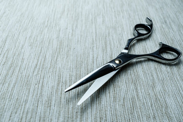 Stylish Professional Barber Scissors; Hairdresser salon concept;Haircut accessories.