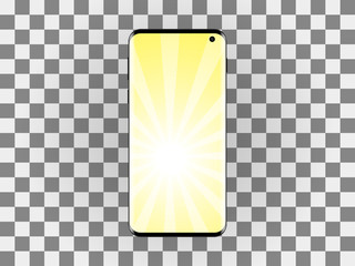 New realistic smartphone with yellow wallaper on transparent background isolated vector illustration. 