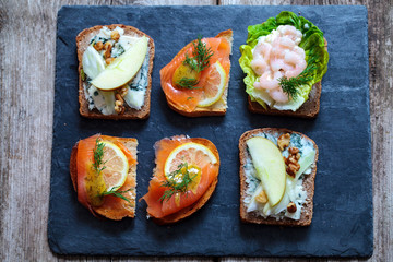 Selection of Scandinavian open sandwiches