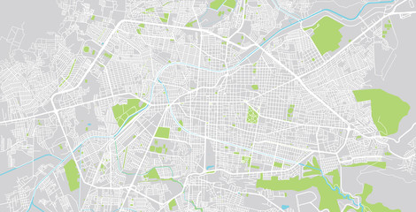 Obraz premium Mapa miasta miejskiego wektor Morelia, Meksyk