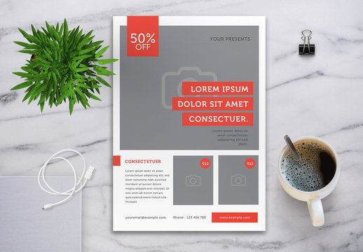Business Flyer Layout with Orange Accents