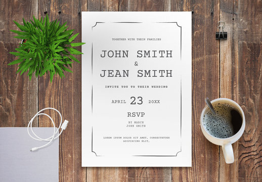 Wedding Invitation Layout with Gray Accents