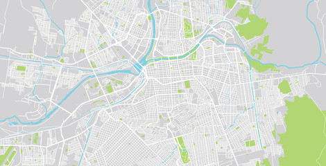 Obraz premium Urban vector city map of Caliacan, Mexico