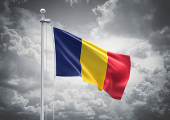 3D Rendering of Chad Flag is Waving in the Sky - 3d illustration