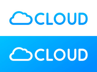 Label of Cloud deposit system in blue and white color