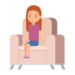 little girl sitting in sofa character