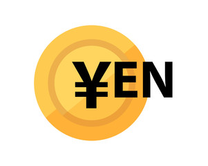 Obraz premium Japanese Yen on golden coin. Vector sign of japanese currency