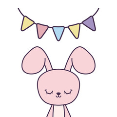 cute rabbit with garlands hanging