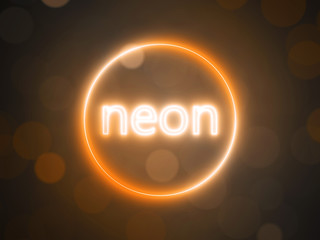 glowing neon circle with blurred bokeh background. 3d illustration