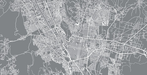 Urban vector city map of Oaxaca, Mexico