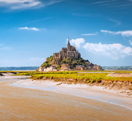 Mont Saint Michel tidal island in summer, Normandy, northern France