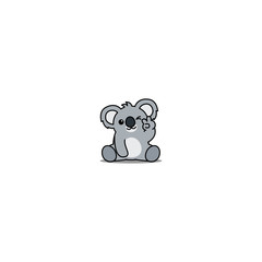 Cute koala showing V sign hand and winking eye cartoon icon, vector illustration