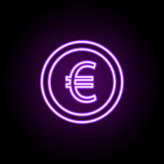 euro coin neon icon. Elements of finance and chart set. Simple icon for websites, web design, mobile app, info graphics