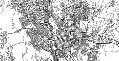 Urban vector city map of Oaxaca, Mexico