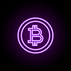 crypto currency coin neon icon. Elements of finance and chart set. Simple icon for websites, web design, mobile app, info graphics