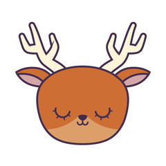 head of cute reindeer animal isolated icon