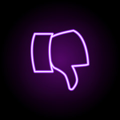 dislike sign hand neon icon. Elements of finance and chart set. Simple icon for websites, web design, mobile app, info graphics