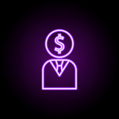 businessman neon icon. Elements of finance and chart set. Simple icon for websites, web design, mobile app, info graphics
