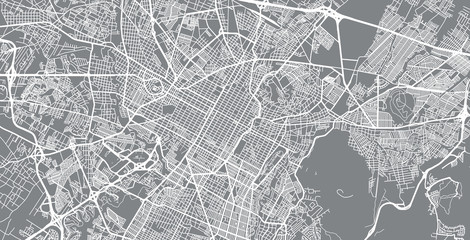 Urban vector city map of Puebla, Mexico