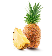 pineapple with slice isolated on a white background