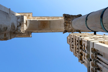 Saint Domnius cathedral and bell tower - historical landmarks in Split, Croatia. Split is popular summer travel destination and UNESCO World Heritage Site.