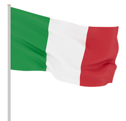 Italy flag blowing in the wind. Background texture. 3d rendering, wave.
