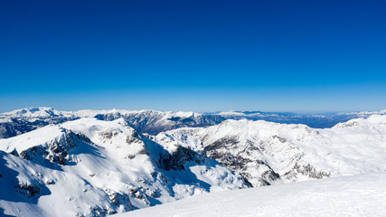 Fototapeta na wymiar Aerial view of a mountains peak from a drone