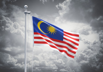 3D Rendering of Malaysia Flag is Waving in the Sky - 3d illustration
