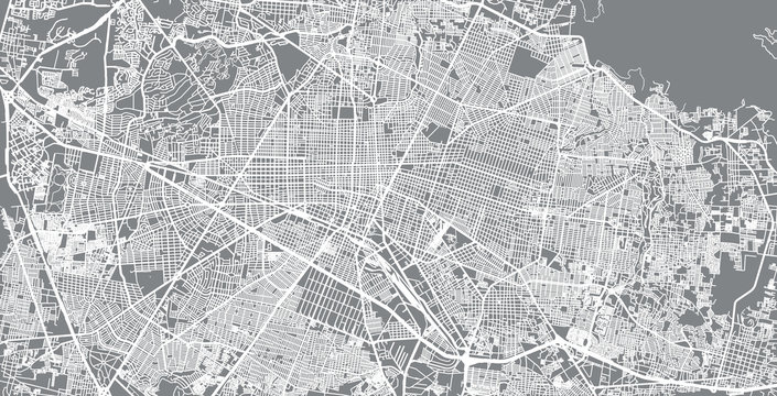Urban vector city map of Guadalajara, Mexico