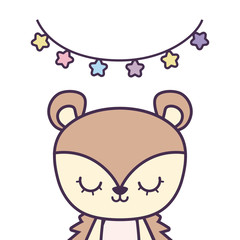 cute porcupine animal with garlands hanging