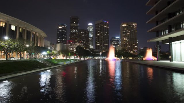 Downtown Los-Angeles Fountains at night