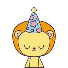 cute lion animal with hat party