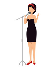 woman singing with microphone