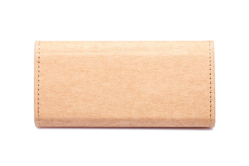 eyewear shopping brown gift box from eco material, mockup with place for text.