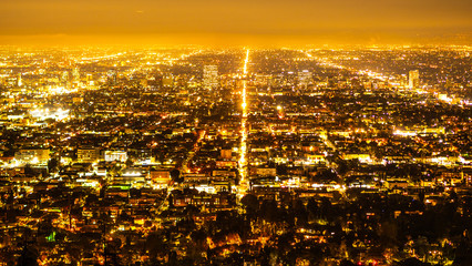 Aerial view over Los Angeles Downtown from Hollywood Hills - travel photography