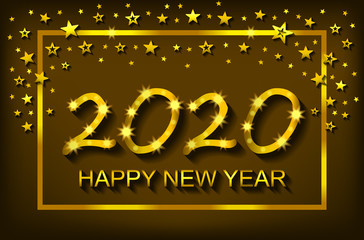 Happy New Year 2020 - greeting card, flyer, invitation - vector