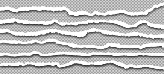 torn paper edges, vector realistic horizontally ripped paper 