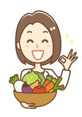 栄養士　野菜　OKサイン