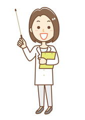 白衣　女性　指示棒　全身