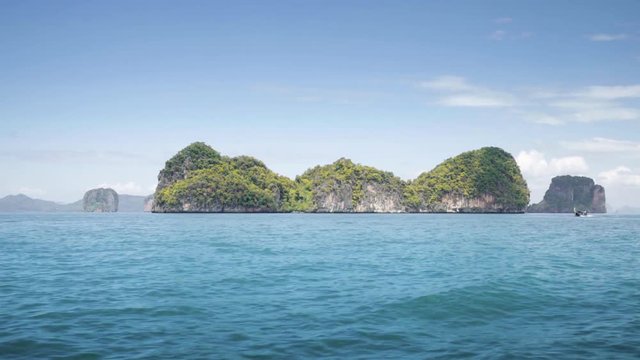traditional boat and small islands in Krabi province, Thailand