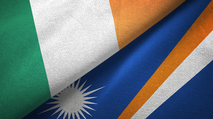Ireland and Marshall Islands two flags textile cloth, fabric texture