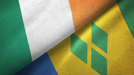 Ireland and Saint Vincent and the Grenadines two flags textile cloth