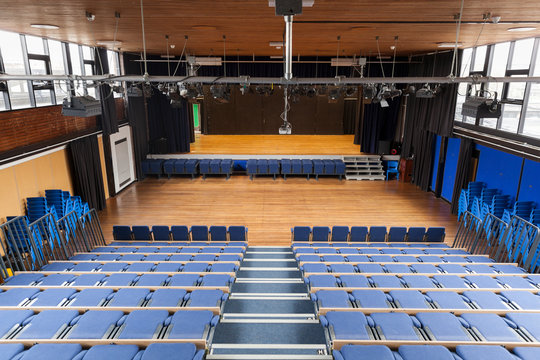 School theatre - with collapsible tiered seating which is common in schools