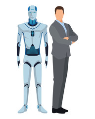 humanoid robot and businessman
